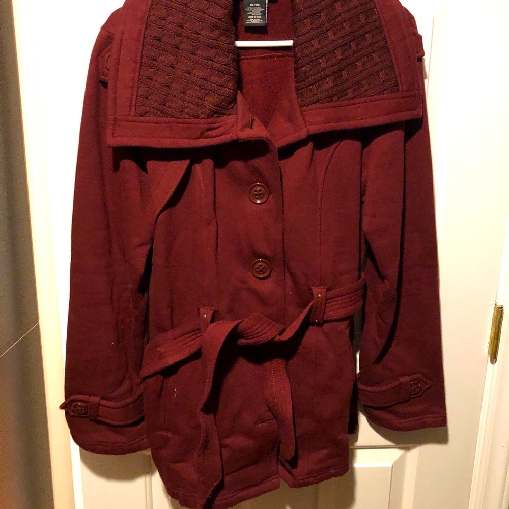 Burgundy pea coat